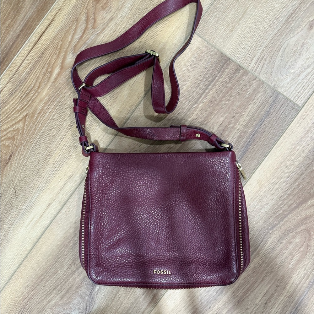Fossil Burgundy Leather Crossbody Bag